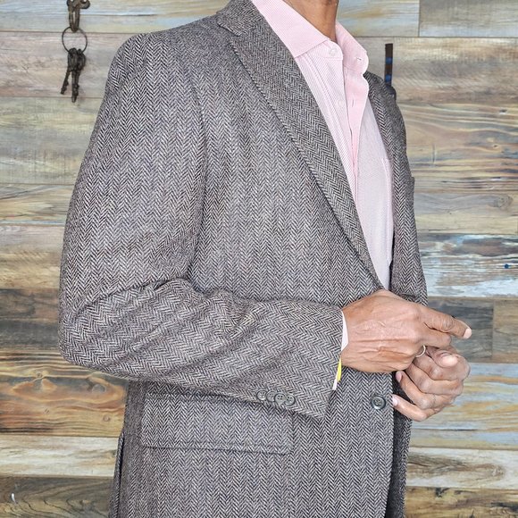 Luigi Bianchi Mantova Wool Brown Herringbone Dual Vent Blazer Sport Jacket 42R - Picture 8 of 10